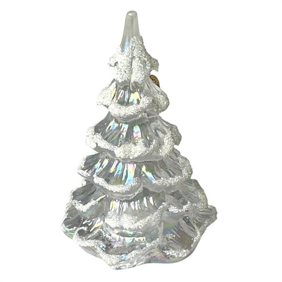 Fenton Glass TREE FIGURINE 4.25” Iridescent White Snow Flock Gold Partridge Bird - Picture 3 of 7